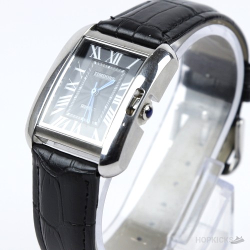 Timdors Classic Silver Rectangular Black Dial Dress Watch Timdors Classic Silver Rectangular Black Dial Dress Watch