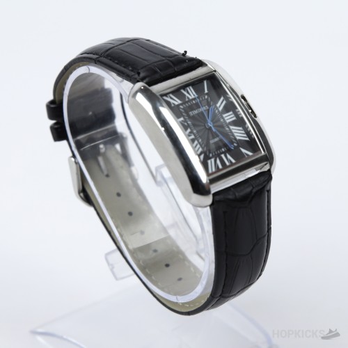 Timdors Classic Silver Rectangular Black Dial Dress Watch Timdors Classic Silver Rectangular Black Dial Dress Watch