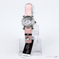 Alessandra Olla Crystal Bezel Heart Charm Pink Leather Watch Alessandra Olla Crystal Bezel Heart Charm Pink Leather Watch