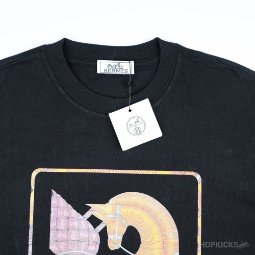 Hermès Black t-shirt horse print