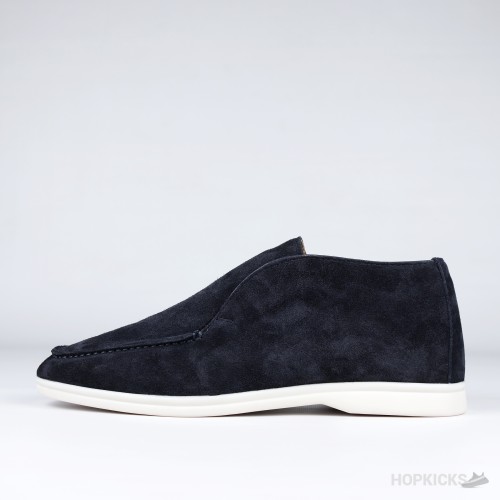 Loro Piana Open Walk Suede Ankle Boots Blue (1:1)