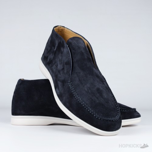Loro Piana Open Walk Suede Ankle Boots Blue (1:1)