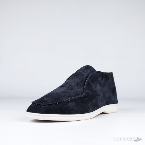 Loro Piana Open Walk Suede Ankle Boots Blue (1:1)