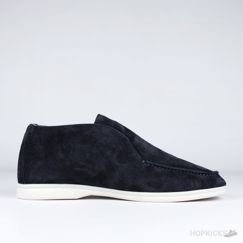 Loro Piana Open Walk Suede Ankle Boots Blue (1:1)