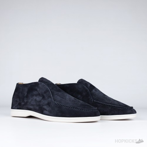Loro Piana Open Walk Suede Ankle Boots Blue (1:1)