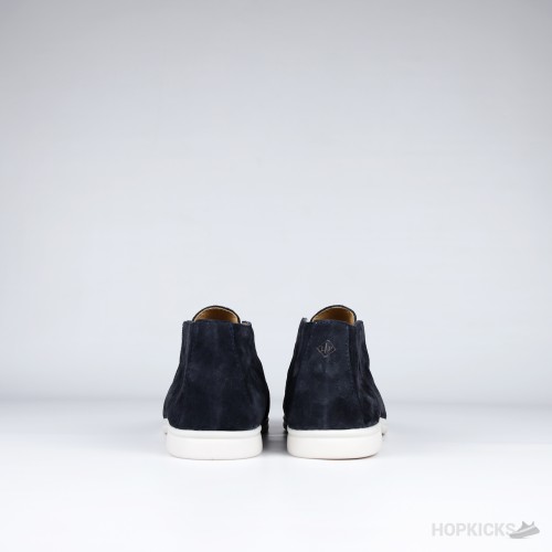 Loro Piana Open Walk Suede Ankle Boots Blue (1:1)