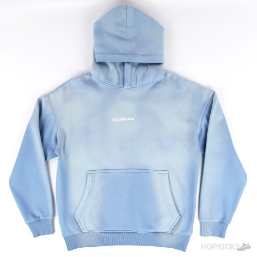 Balenciaga Back Hoodie Medium Fit in Blue