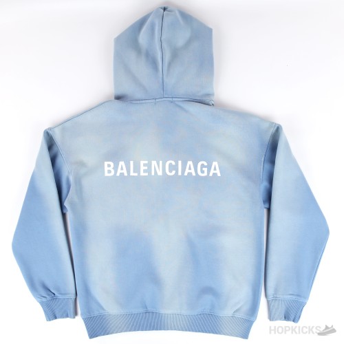 Balenciaga Back Hoodie Medium Fit in Blue