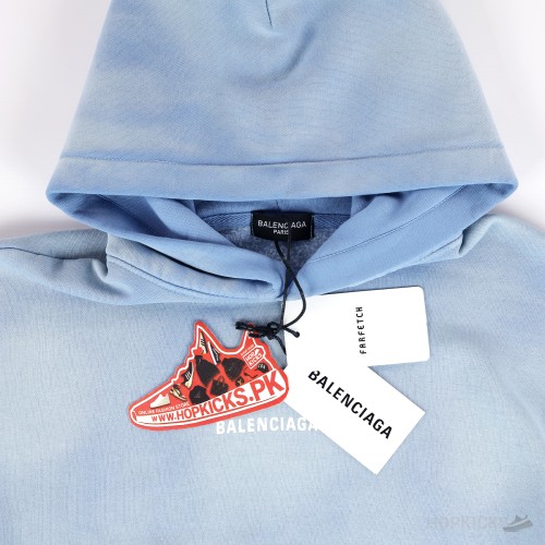 Balenciaga Back Hoodie Medium Fit in Blue
