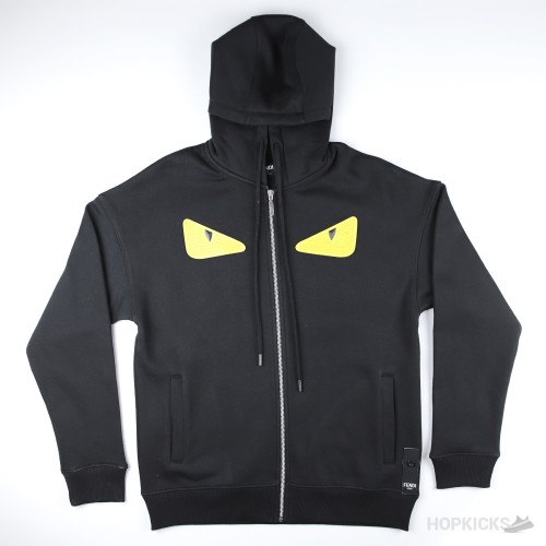 Fendi Bag Bugs Eyes Rubber Eyes Zipper Hoodie Black