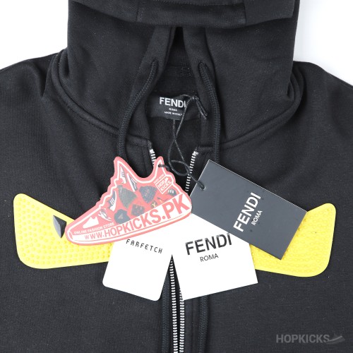 Fendi Bag Bugs Eyes Rubber Eyes Zipper Hoodie Black