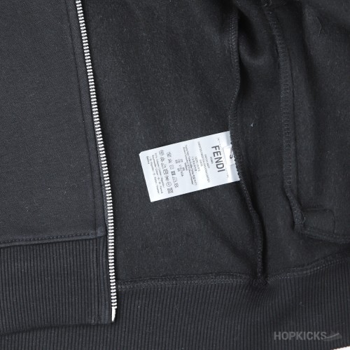 Fendi Bag Bugs Eyes Rubber Eyes Zipper Hoodie Black
