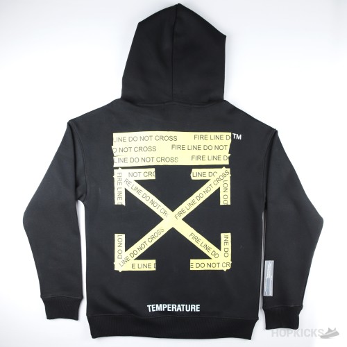 OFF-WHITE Fire Tape Hoodie Black