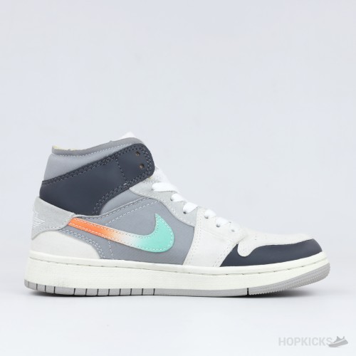 Air Jordan 1 Mid 'Grey Blue Graffiti Deconstructed'