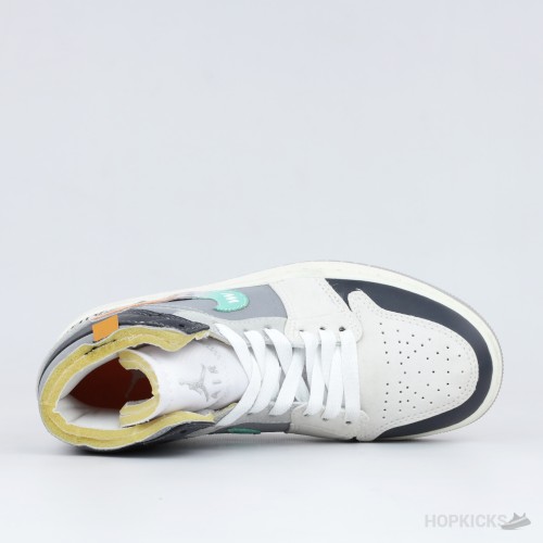 Air Jordan 1 Mid 'Grey Blue Graffiti Deconstructed'