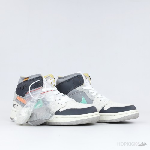 Air Jordan 1 Mid 'Grey Blue Graffiti Deconstructed'