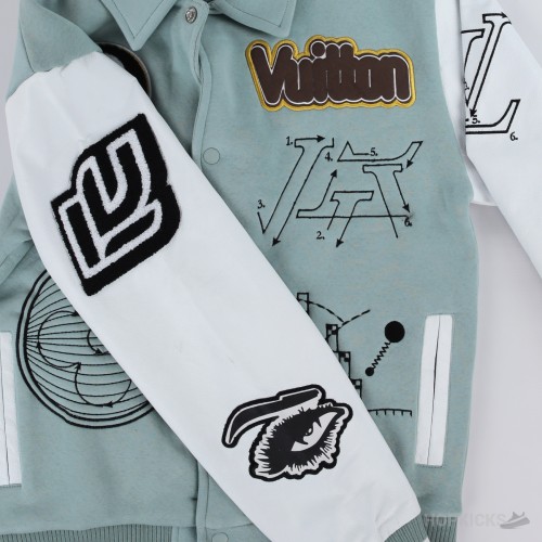Louis Vuitton Varsity Leather Blouson Aqua