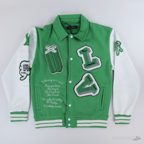 LV Varsity Leather Jacket Green