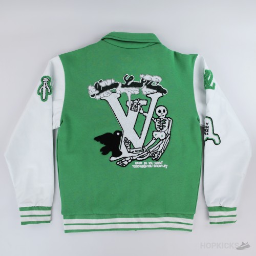 LV Varsity Leather Jacket Green