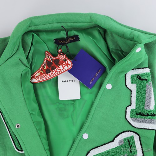 LV Varsity Leather Jacket Green
