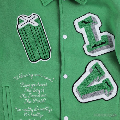 LV Varsity Leather Jacket Green