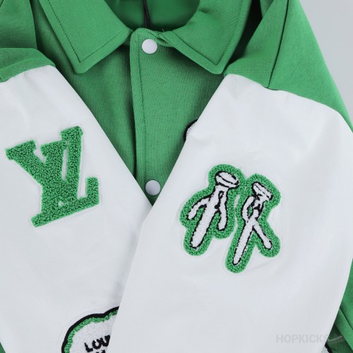 LV Varsity Leather Jacket Green