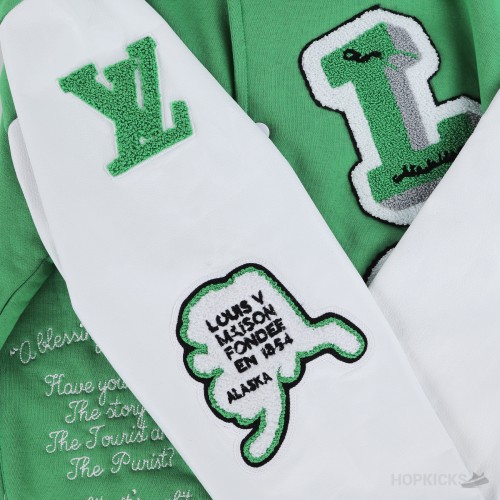 LV Varsity Leather Jacket Green