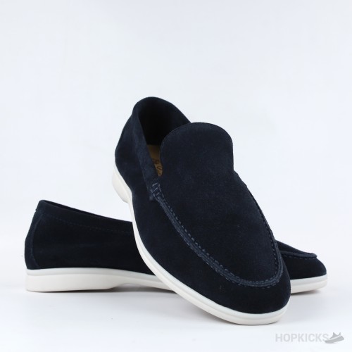 Loro Piana Summer Walk Loafers Suede Blue
