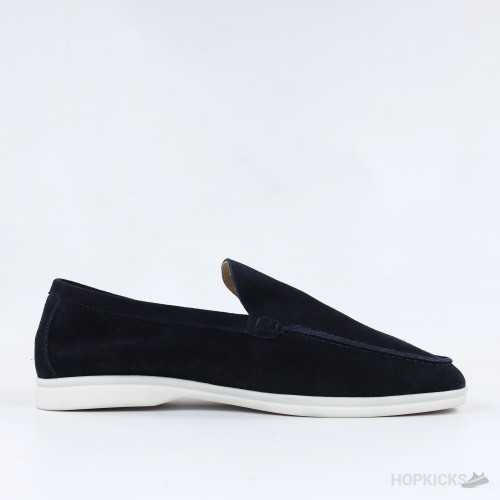 Loro Piana Summer Walk Loafers Suede Blue