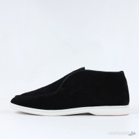 Loro Piana Open Walk Suede Ankle Boots - Black