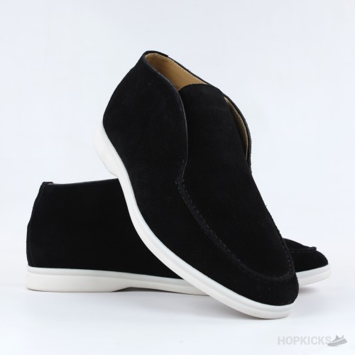 Loro Piana Open Walk Suede Ankle Boots - Black