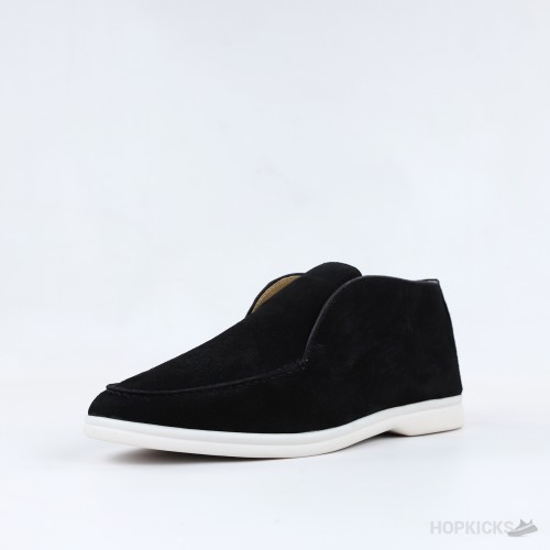 Loro Piana Open Walk Suede Ankle Boots - Black