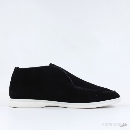 Loro Piana Open Walk Suede Ankle Boots - Black