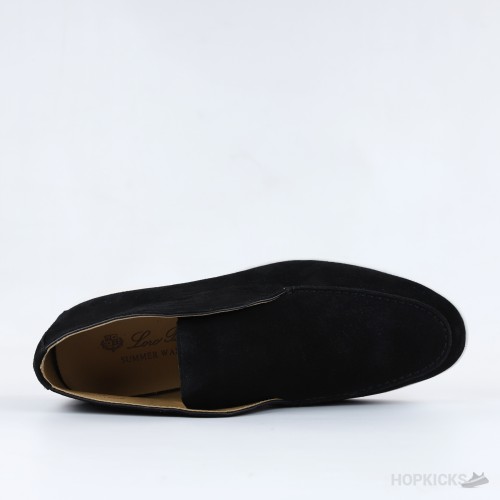 Loro Piana Open Walk Suede Ankle Boots - Black
