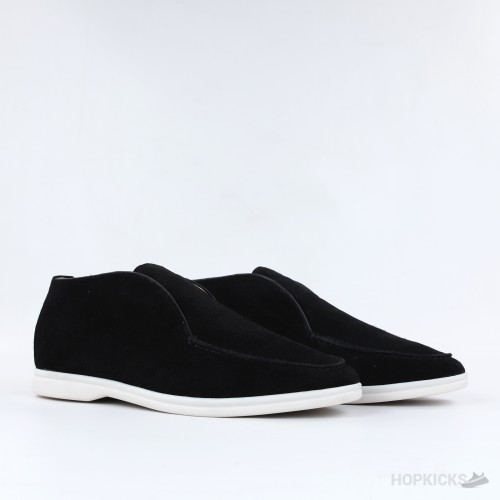 Loro Piana Open Walk Suede Ankle Boots - Black