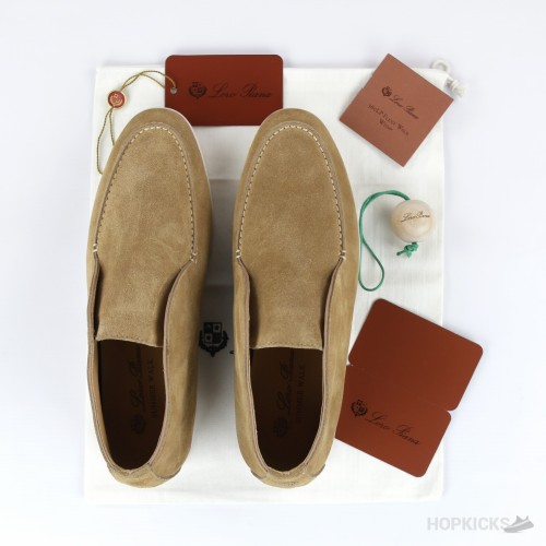 Loro Piana Open Walk Suede Ankle Boots - Beige/Sand