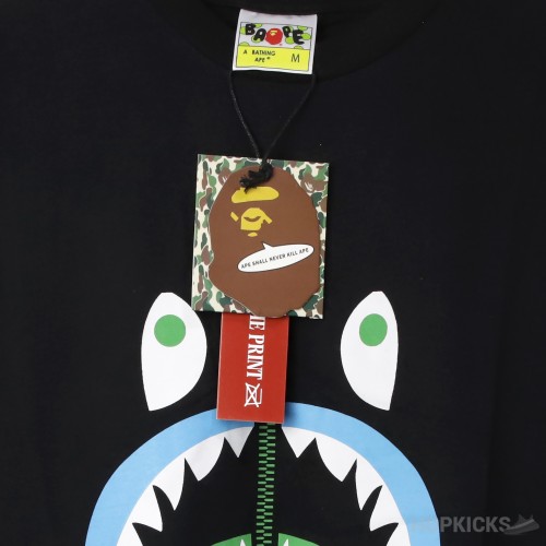 Bape Zip Shark Face Black T-Shirt