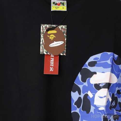 Bape Blue Camo Print Black T-Shirt