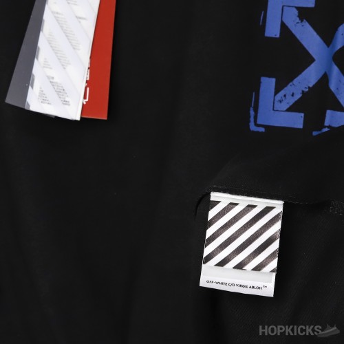 Off-White Blue Paint Print Black T-Shirt