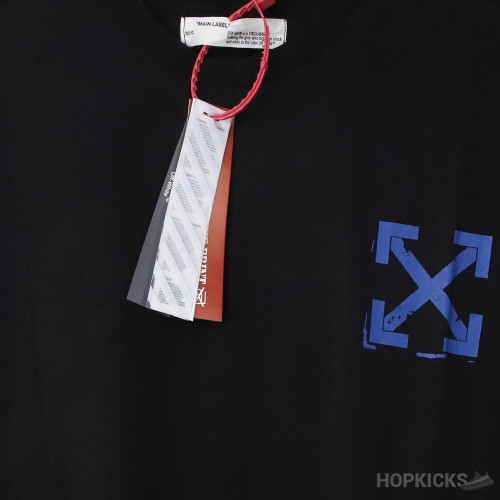 Off-White Blue Paint Print Black T-Shirt