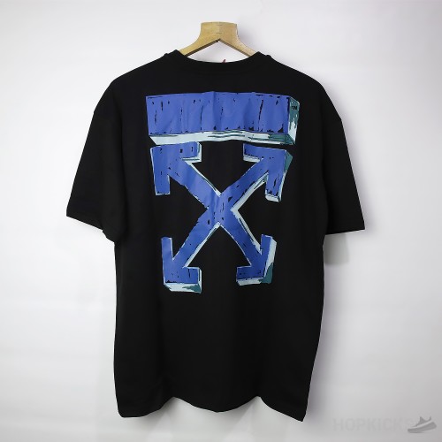 Off-White Blue Paint Print Black T-Shirt