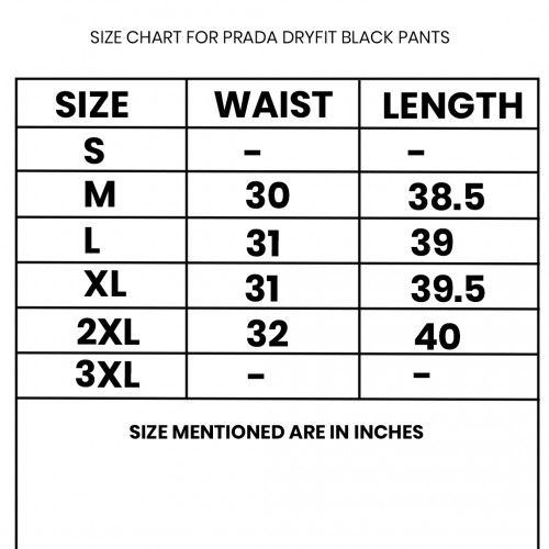 Pr*da Dryfit Black Pants