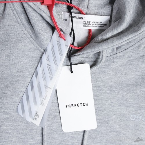 Off-White Virgil Abloh Melange Gray Diag Tab Hoodie 