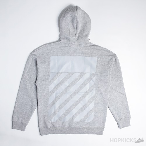 Off-White Virgil Abloh Melange Gray Diag Tab Hoodie 