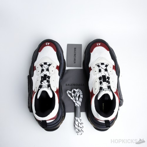 Bale*ciaga Faded Triple S Clear Sole Black White And Red
