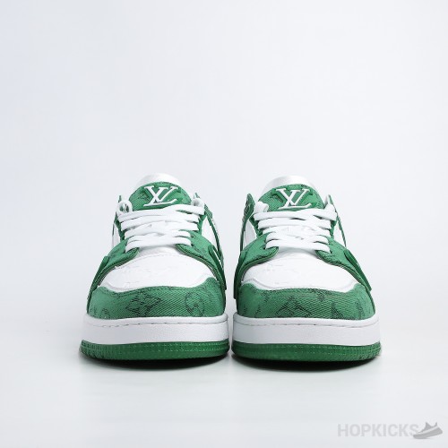 LV Trainer Green Monogram Denim White