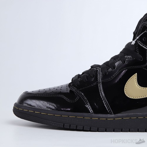 Air Jordan 1 High Patent Black Metallic Gold (Dot Perfect)