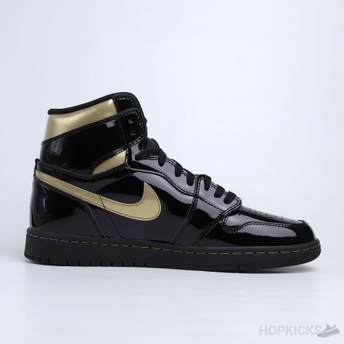 Air Jordan 1 High Patent Black Metallic Gold (Dot Perfect)