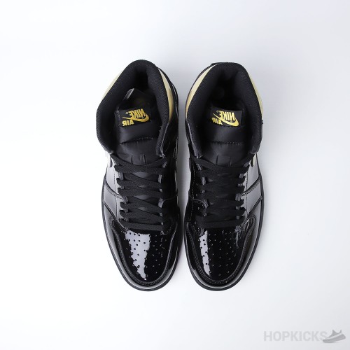 Air Jordan 1 High Patent Black Metallic Gold (Dot Perfect)