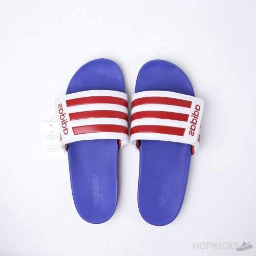 Adilette Core Blue Red Slides 